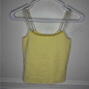 Miss sixty Yellow Pearl Strap Knit Tank Top Size S